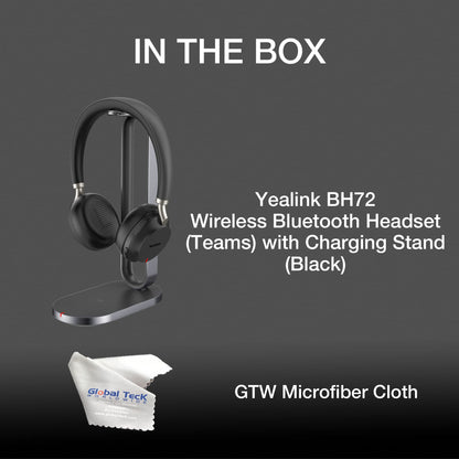 Yealink BH72 Bluetooth Wireless Headset with Charging Stand Teams Black USB-A