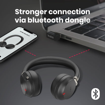 Yealink BH72 Bluetooth Wireless Headset with Charging Stand Teams Black USB-A