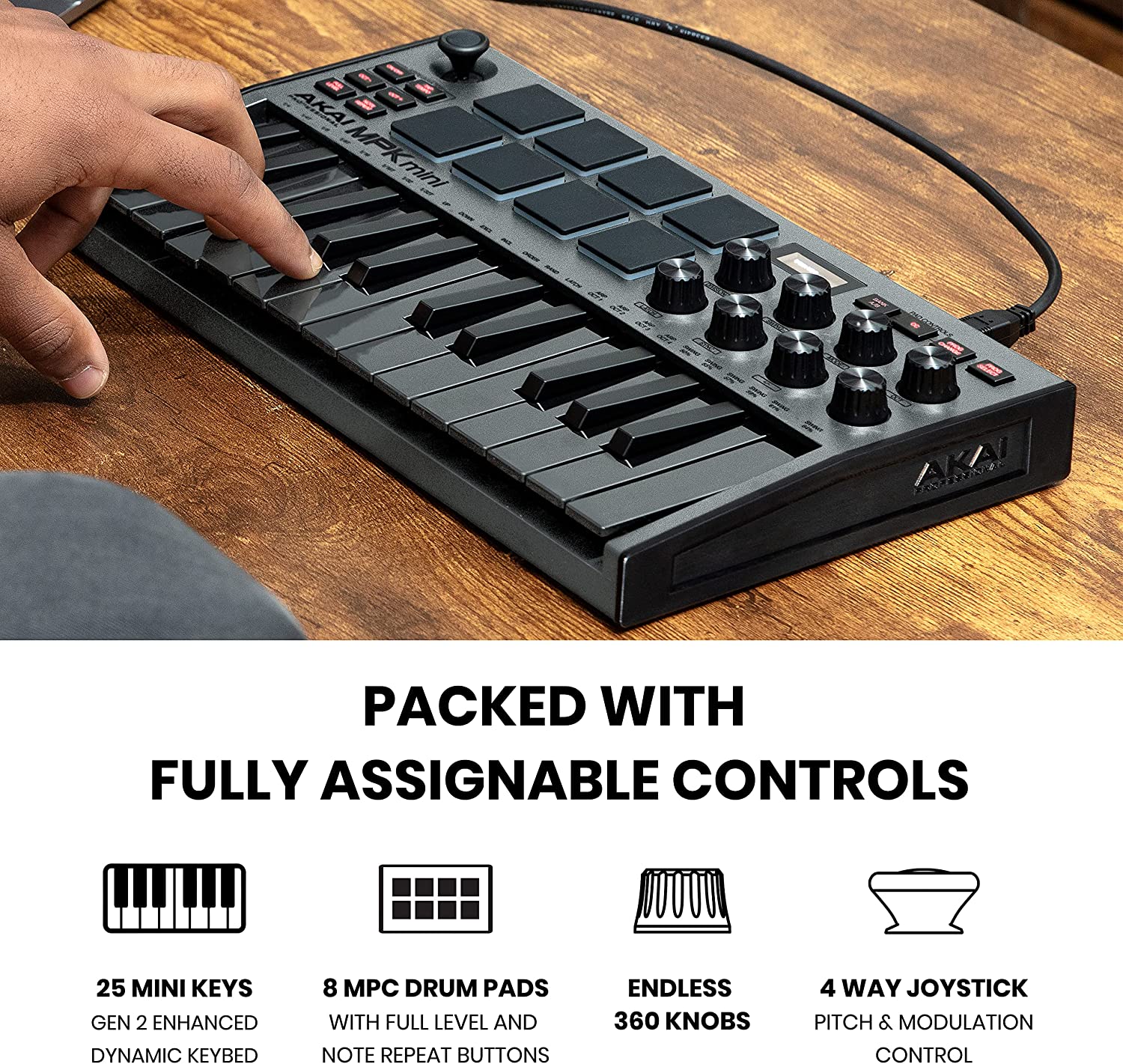 akai sustain pedal AKAI MPK Mini MK3 MIDI Keyboard Plus M-Audio SP-2 Sustain Pedal Bundle – Langya Tech