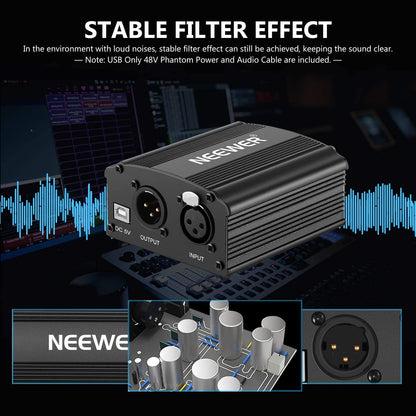 Neewer NW-100 48V Microphone Phantom Power Supply