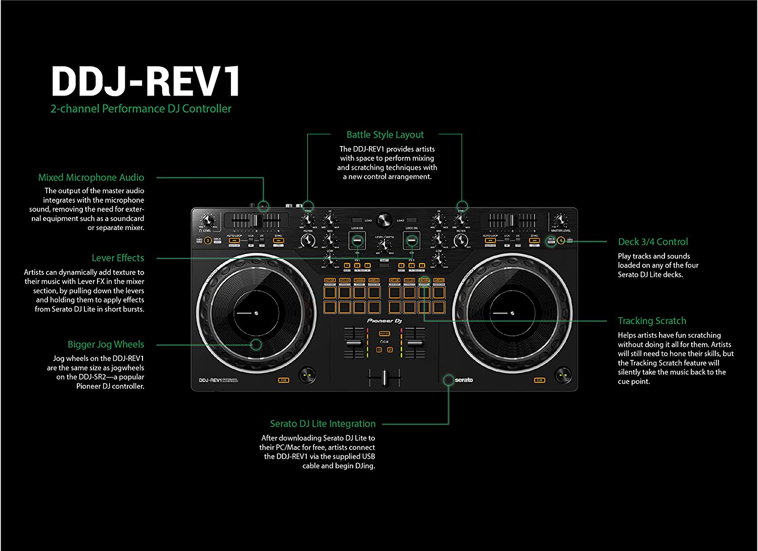DDJ-REV1 : Contrôleur DJ USB Pioneer DJ 