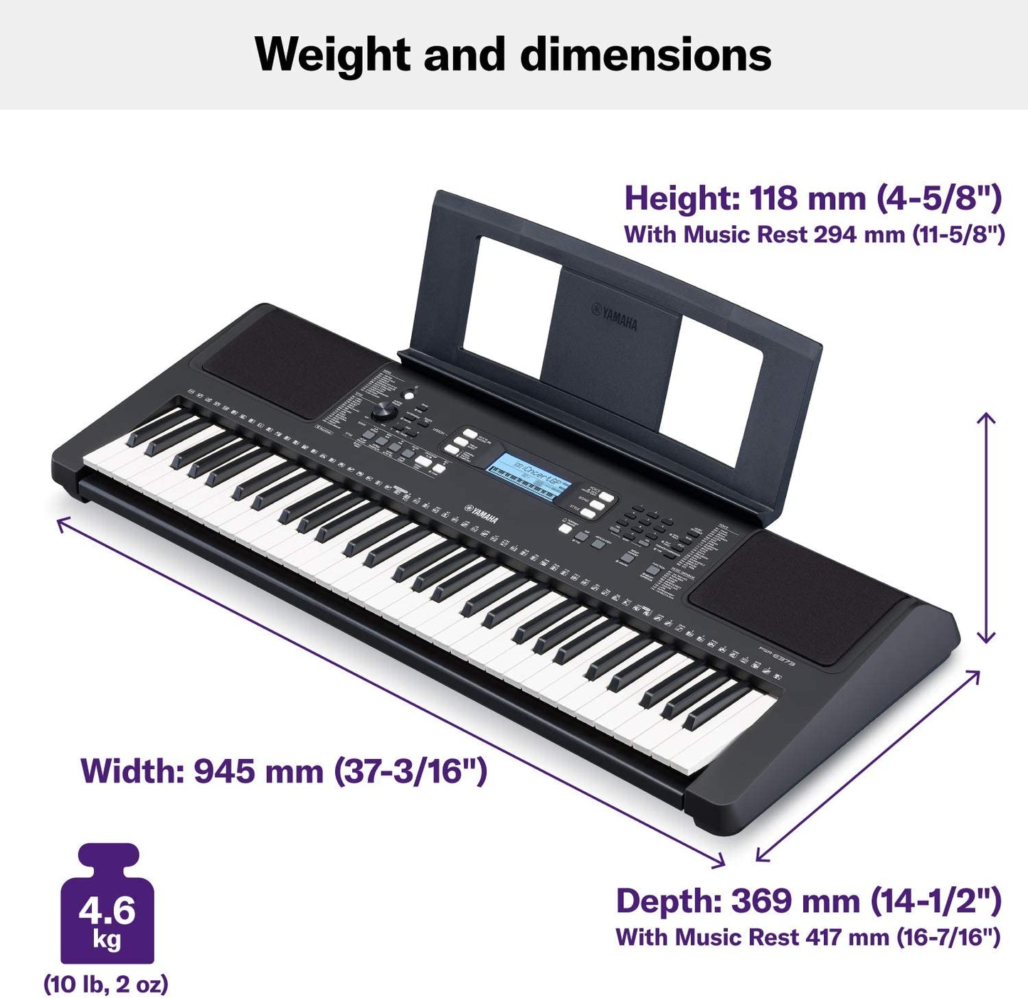 Yamaha PSR-E373 Portable Keyboard [with AC Adapter]